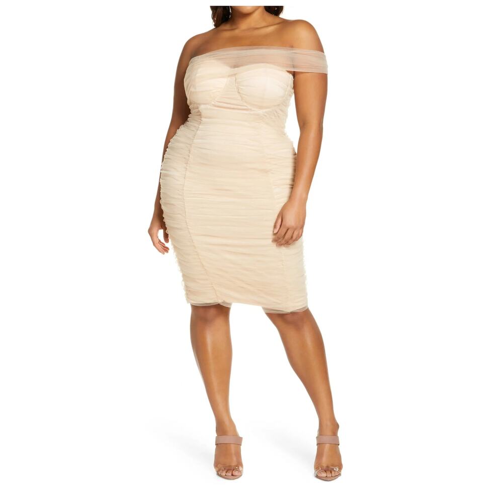 NWT LAVISH ALICE  Ruched Off The Shoulder Sheath Dress Size UK/20, US/16